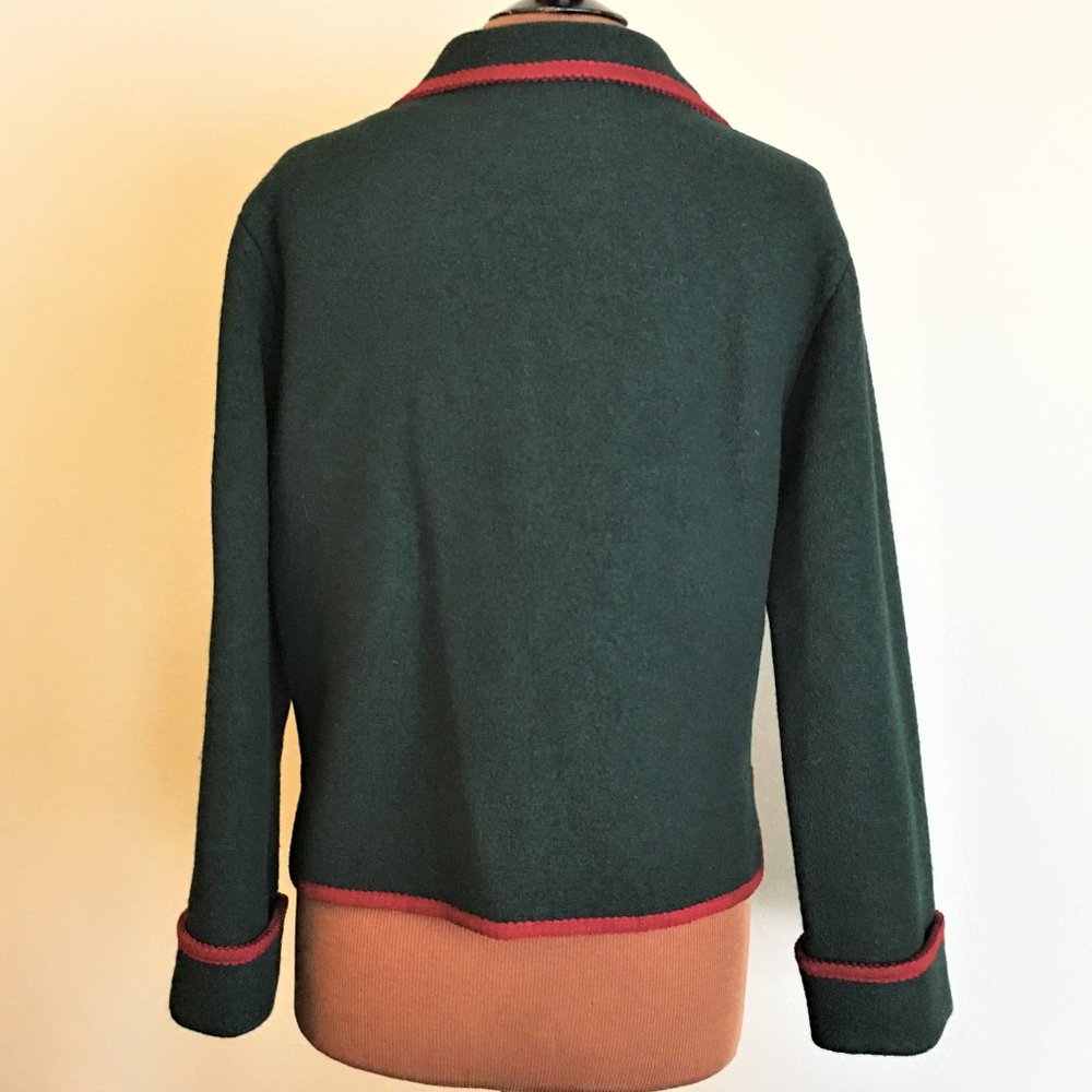 BCBG Deep Green Jacket with Red Trim   |  VINTAGE - Picture 8 of 12